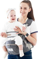 Hounsh Gray Baby Hip Seat Carrier with Adjustable Strap, Zipper Pocket, Soft Base, and Large Storage Space (Gray)