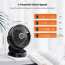 Axooms Clip-on Desk Fan for Stroller 5000mAh Rechargeable, Personal USB Fan with 4 Speeds 360° Adjustable Rotation, Desktop Table Fan for Pushchair, Car and Travel, Blue
