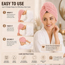 Axooms Microfibre Hair Towel Wrap, 100x60cm Grey Waffle Hair Turban, Super Absorbent Quick Dry Hair Wrap Towel, Anti-Frizz Soft Microfibre Towel for Women Girls Curly Long Thick Wet Hair