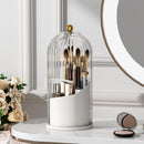 Axooms Makeup Brush Holder with 360-Degree Rotating Cover, Transparent Dustproof Vanity Organizer