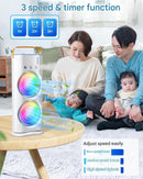Axooms 4000mAh Double-Ended Spray Fan, Cool Air, 3 New Speeds 2025, USB-C Rechargeable with LED Light Cooler, Touch & Remote Control, 280ml Water Tank, Ice Fill (White)
