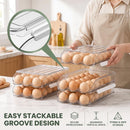 Axooms Stackable 2-Layer Egg Holder for Refrigerator – Auto-Rolling Organizer, Clear Plastic Storage with Lid, Large Capacity Egg Dispenser