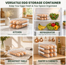 Axooms Stackable 2-Layer Egg Holder for Refrigerator – Auto-Rolling Organizer, Clear Plastic Storage with Lid, Large Capacity Egg Dispenser