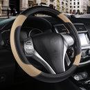 Axooms Leather Steering Wheel Protection Cover , Non-Slip and Breathable Microfiber Protective Cover, Universal Fit for Most Cars (Beige)