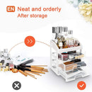 Axooms Makeup and Cosmetics Organizer with 3 Drawers, Bathroom Vanity Storage for Brushes, Lotion, Lipstick and Jewelry, White