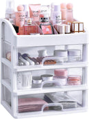 Axooms Makeup and Cosmetics Organizer with 3 Drawers, Bathroom Vanity Storage for Brushes, Lotion, Lipstick and Jewelry, White