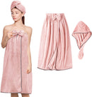 Axooms Women’s Microfiber Hair and Body Towel Wrap, Adjustable and Super Absorbent, Pink