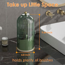 Axooms 360° Rotating Makeup Brush Holder with Sliding Dust Cover, Clear Dust-Resistant Organizer for Vanity and Bathroom, Gray
