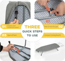 Axooms Foldable Metal Ironing Board with Iron Rest, Small Portable Ironing Board with Heat-Resistant Cotton Cover, Compact Ironing Board for Small Spaces and Travel, 31 x 12 Inch, Gray
