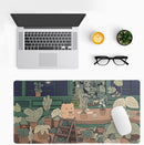 Axooms XL White Topographic Contour Gaming Mouse Pad, Extended Desk Mat with Non-Slip Rubber Base and Stitched Edges