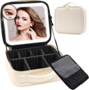 Axooms Travel Makeup Case with LED Mirror, 3 Light Modes, Adjustable Brightness and Removable Dividers