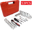 Axooms 53-Piece 1/4" Ratchet Wrench Socket Set with Extension Rod & Sockets - Car Repair & Home Use Tool Kit with Storage Case