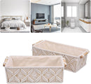 Axooms Storage Baskets, Handwoven Cotton Rope Boho Organizer Bins with Wooden Handles, Set of 2