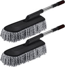 Axooms 2-Pack Microfiber Car Dusters, Scratch-Free Exterior Dusting Brushes with Extendable Handles for Interior and Exterior Cleaning (Blue Gray)