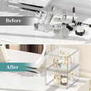 Axooms Stackable Makeup Storage Organizer, 4-Piece Clear Acrylic Storage Drawers with Handles for Vanity, Under-Sink, Kitchen Cabinets & Pantry