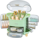 Axooms Makeup & Skincare Storage Organizer with Drawers and Waterproof, Dustproof Cover for Bedroom, Bathroom & Countertop, Green