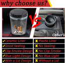Axooms Car Ashtray with Lid, Stainless Steel Smokeless Portable Detachable Windproof Ashtray, Fits Car Cup Holders (Black)