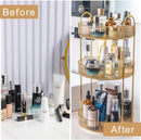 Axooms Three-Tier 360° Rotating Makeup Organizer, Large-Capacity Perfume and Skincare Storage, Yellow
