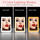 Axooms Rechargeable Makeup Mirror with 72 LEDs, Built-In Magnifying Mirror, 3 Light Colors & Touch-Control Brightness, Foldable Travel Mirror