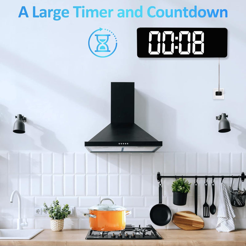 Large Digital Wall Clock with Remote Control - 16"