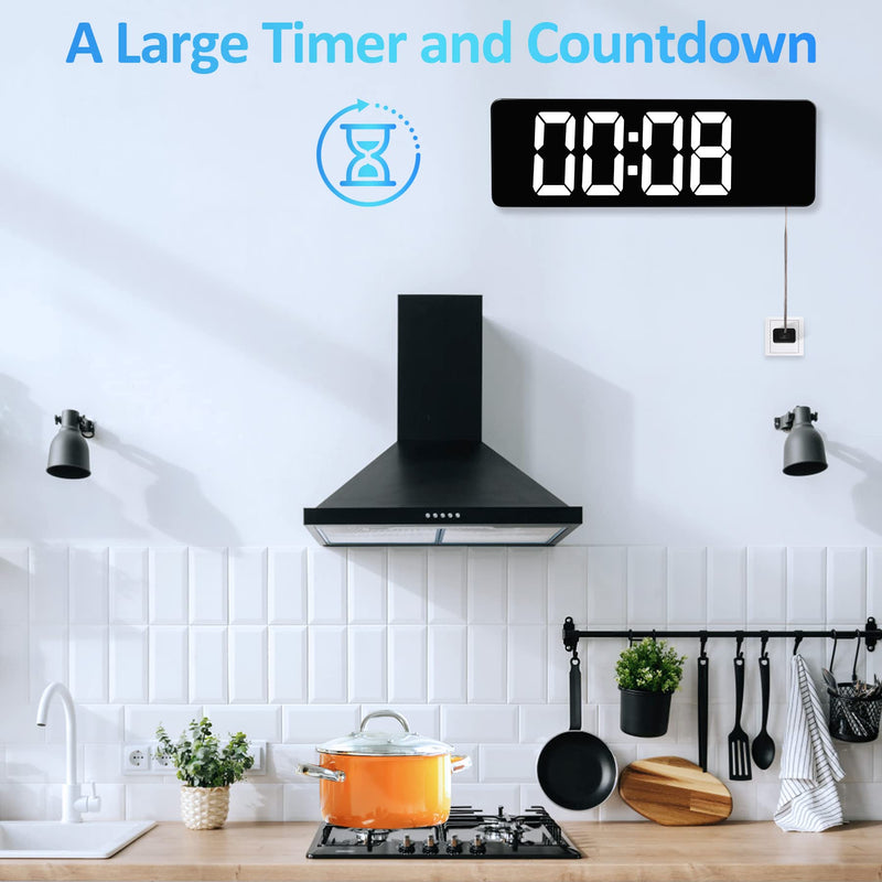 Large Digital Wall Clock with Remote Control - 16"