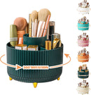 Axooms 360° Rotating Makeup Organizer, 5-Compartment Makeup Brush Holder for Bedroom and Bathroom Vanities, Office Stationery Storage and Desktop Pen Holder, Black