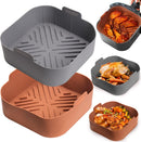 Axooms Silicone Air Fryer Square Basket Liners by Balxkai - 2-Pack Reusable Silicone Bowls for Air Fryer, Food-Safe & Oven Accessories (8.1 Inch)