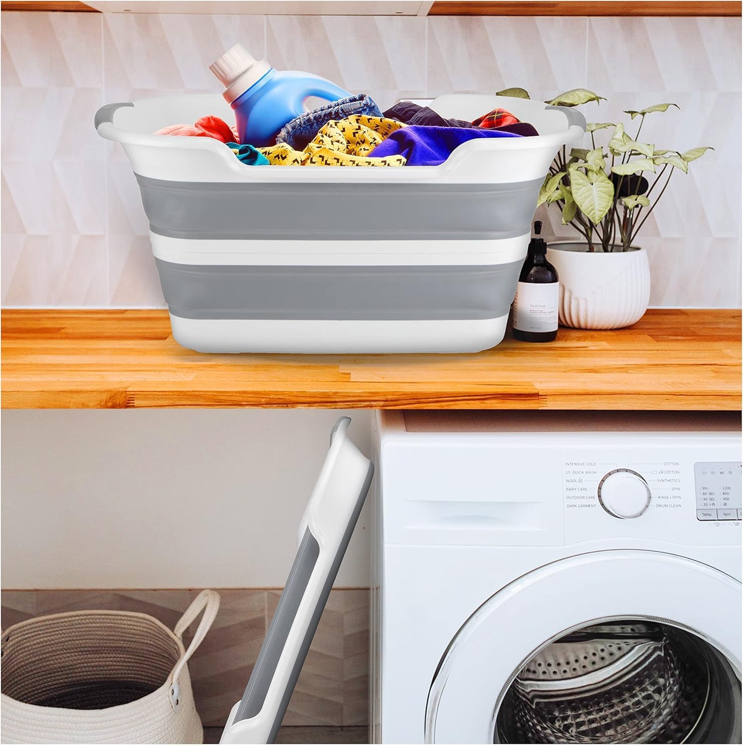 Foldable Multipurpose Collapsible Pet & Baby Bath Tub – 60 × 40 × 27.5 cm | PP+TPR, Lightweight, Space-Saving (Folds to 7 cm)