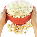 Axooms Microwave Popcorn Bowl with Lid and Comfortable Built-in Handles, Silicone Popcorn Maker, Foldable & Dishwasher Safe Bowl - Large Bowl Holds Up to 15 Cups of Popcorn (Red)