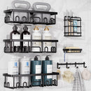 Veken Shower Caddy 6-Pack, Bathroom Organizers and Storage Shelves, Black | Advanced Rustproof Design, Large Capacity, No Drilling, Adhesive Rack with Soap Holder, Wall-Mounted Kitchen & Home Decor