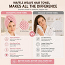Axooms Microfibre Hair Towel Wrap, 100x60cm Grey Waffle Hair Turban, Super Absorbent Quick Dry Hair Wrap Towel, Anti-Frizz Soft Microfibre Towel for Women Girls Curly Long Thick Wet Hair