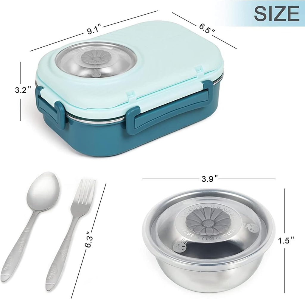 Axooms Stainless Steel Bento Lunch Box (1000 ml) – 3-Compartment, Leak-Proof with Sauce Bowl, Fork & Spoon | Stackable, BPA-Free, Dishwasher Safe