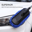 Axooms Car Duster and Water-Absorbent Chenille Car Wash Brush, Interior & Exterior Cleaning Kit with Extendable Handle, Blue