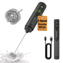 CIRCLE JOY Rechargeable Milk Frother Handheld with Stand, Dual Spring Whisk Head Electric Coffee Frother Foam Maker, Portable Drink Mixer for Cappuccino, Latte, Matcha, Black