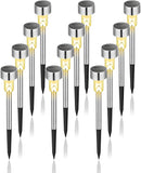 Axooms Solar LED Path Lights - Outdoor Garden Walkway Lawn & Patio Stainless Steel Lights, 12-Pack | Warm White & White LED, Classic Style for Yard, Garden & Patio Decor