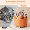 Axooms 360° Rotating Makeup Organizer, 5-Compartment Makeup Brush Holder for Bedroom and Bathroom Vanities, Office Stationery Storage and Desktop Pen Holder, Black