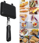 Stovetop Sandwich Toaster & Double-Sided Grill Pan (16×14 cm) – Non-Stick Coating, Heat-Resistant Handles, Ideal for Outdoor, Camping, BBQ & Breakfast