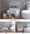 Axooms Large Makeup Organizer with Dustproof Lid and Drawers, Cosmetics and Jewelry Display Box for Dressing Table, Bathroom and Wardrobe, White