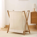 Axooms Bamboo Laundry Sorter Cart - Portable Foldable Clothes Hamper with Removable Liner Bag, X-Frame Design, Bamboo Laundry Organizer for Bathroom