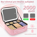 Axooms Travel Makeup Case with LED Mirror, 3 Light Modes, Adjustable Brightness and Removable Dividers