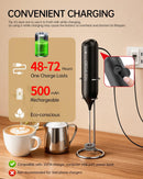 CIRCLE JOY Rechargeable Milk Frother Handheld with Stand, Dual Spring Whisk Head Electric Coffee Frother Foam Maker, Portable Drink Mixer for Cappuccino, Latte, Matcha, Black