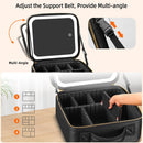 Axooms Travel Makeup Case with LED Mirror, 3 Light Modes, Adjustable Brightness and Removable Dividers