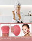Axooms Mini Travel Makeup Brush Set with Hard Case & Built-In Mirror, 5 Pieces, Light Pink
