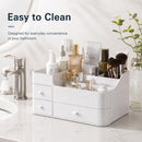 Axooms Large Countertop Makeup Organizer with Drawers for Cosmetics, Skincare, Brushes, Jewelry, and Perfume, White