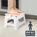 Axooms 16 Inch Heavy Duty Folding Step Stool | Non-Slip Foldable Footstool for Toddlers, Children & Adults | Portable, Lightweight Plastic Footstep w/Carrying Handle for Indoor or Outdoor (White)