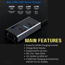 Axooms 200W Car Power Inverter, 12V/24V DC to 220V AC Converter with 3 USB Ports and 30W USB-C, LED Display and On/Off Switch for Cars, SUVs and Trucks