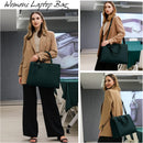Axooms Women's 15.6-Inch Water-Resistant PU Leather Laptop Tote Bag for Work and Office