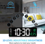 Large Digital Wall Clock with Remote Control - 16"
