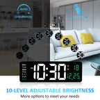 Large Digital Wall Clock with Remote Control - 16"