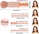 Axooms 4-in-1 Retractable Makeup Brush Set, Portable Travel Powder, Highlighter, Eyeshadow, and Lip Brushes, Pink